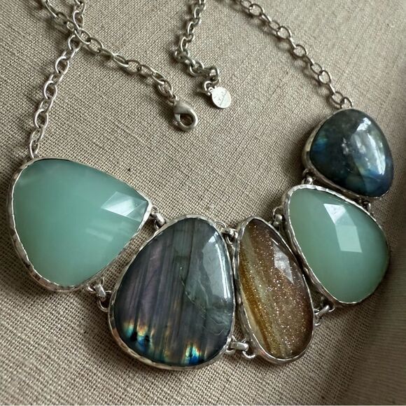 Stella &โDot Statement Necklace Semi-Precious Stones Bold Gem Design - Picture 3 of 17